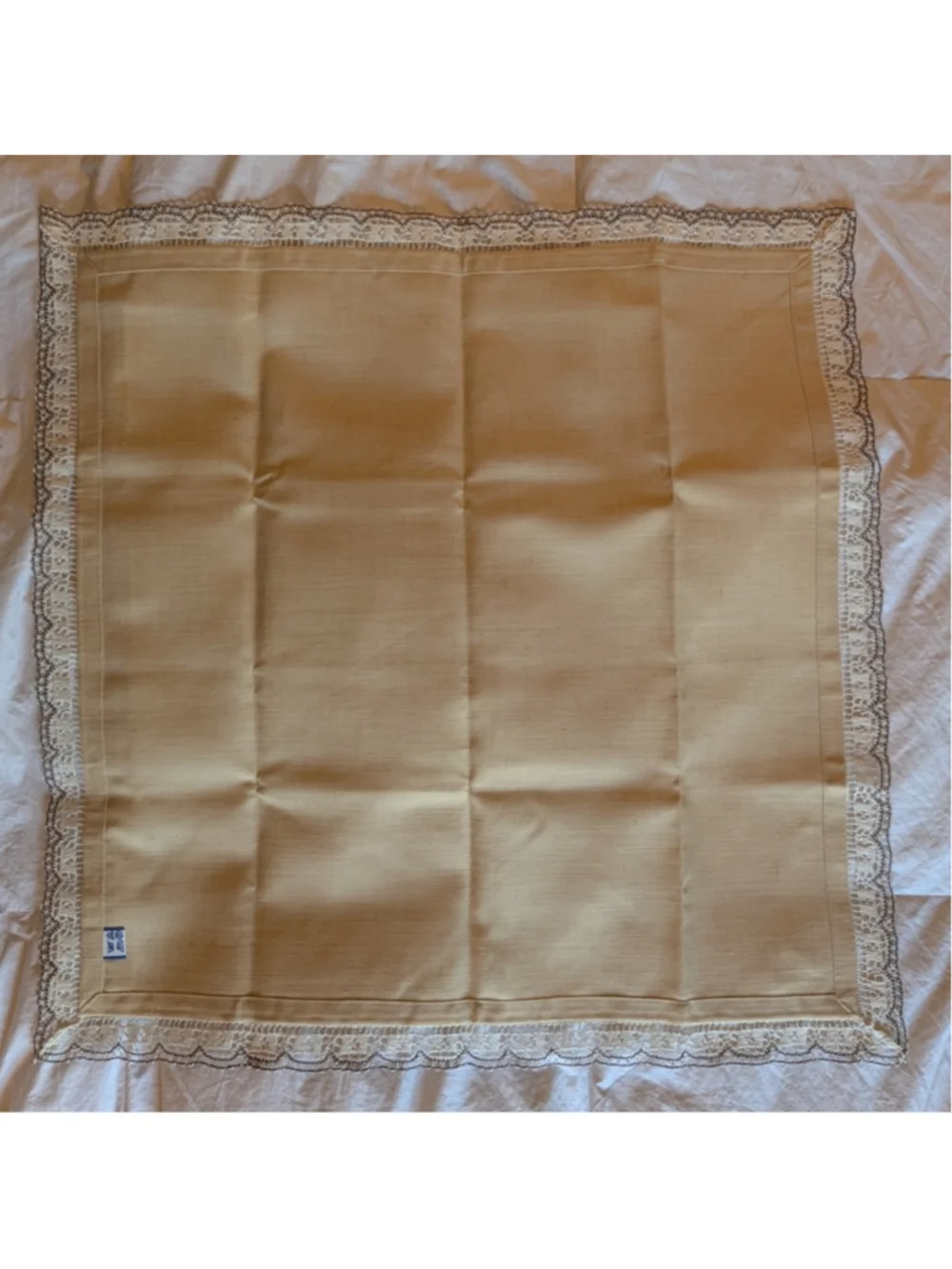 Vintage Vamberacka Krajka Table Linen Beige White Hand Crochet Lace Edge 27
